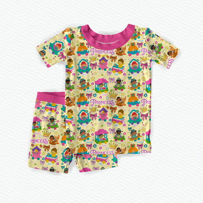 Princess Playdate Bamboo Short Sleeve & Shorts Two Piece Pajama Set
