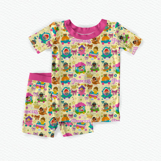 Princess Playdate Bamboo Short Sleeve & Shorts Two Piece Pajama Set
