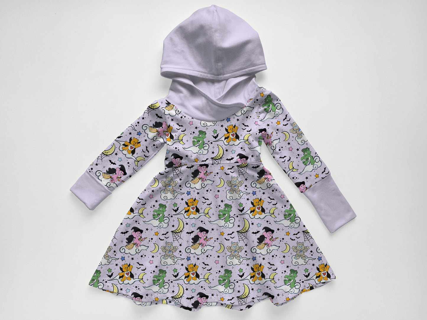 Scaring Is What Counts Bamboo Long Sleeve Hooded Twirl Dress