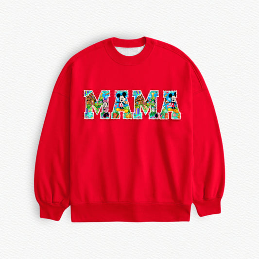 Candy Cane Lane MAMA Embroidered Lightweight Bamboo Spandex Adult Sweatshirt