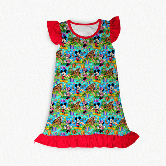 Candy Cane Lane Flutter Sleeve Bamboo Short Sleeve Nightgown