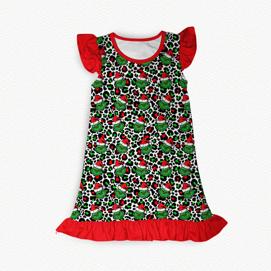 Meowy Grumpmas Flutter Sleeve Bamboo Short Sleeve Nightgown