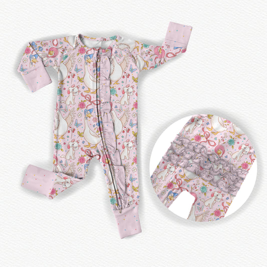 Marie Ruffle Bamboo Zippy Pajamas