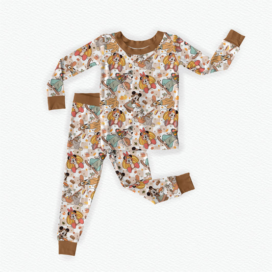 Mickey's Friendsgiving Bamboo Long Sleeve Two Piece Pajama Set