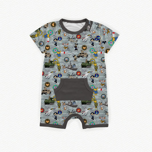 Military Family Bamboo Snap Pocket Romper