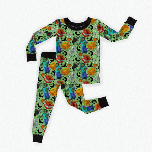 Spooky Mob Bamboo Long Sleeve Two Piece Pajama Set