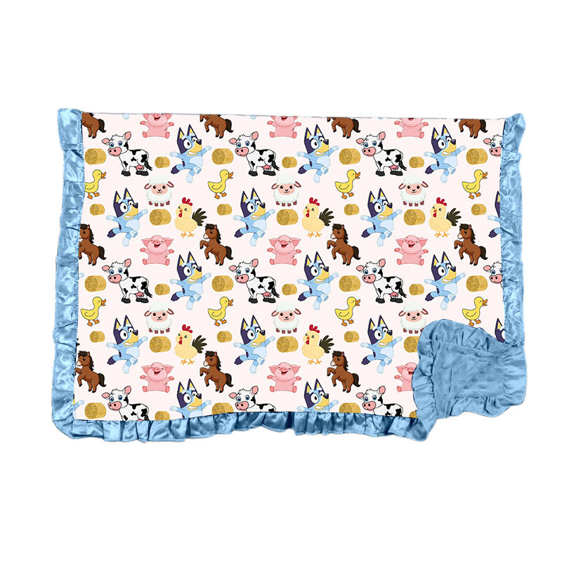OG Heeler Farm Bamboo Minky Dot Toddler Blanket With Ruffle