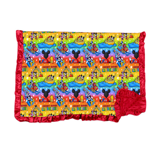 Mouse House Bamboo Minky Dot Toddler Blanket With Ruffle