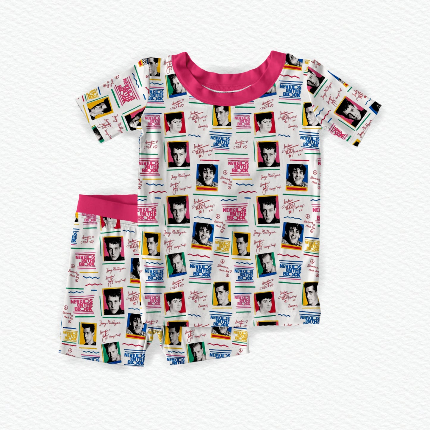 New Kids On The Block Bamboo Short Sleeve & Shorts Two Piece Pajama Set