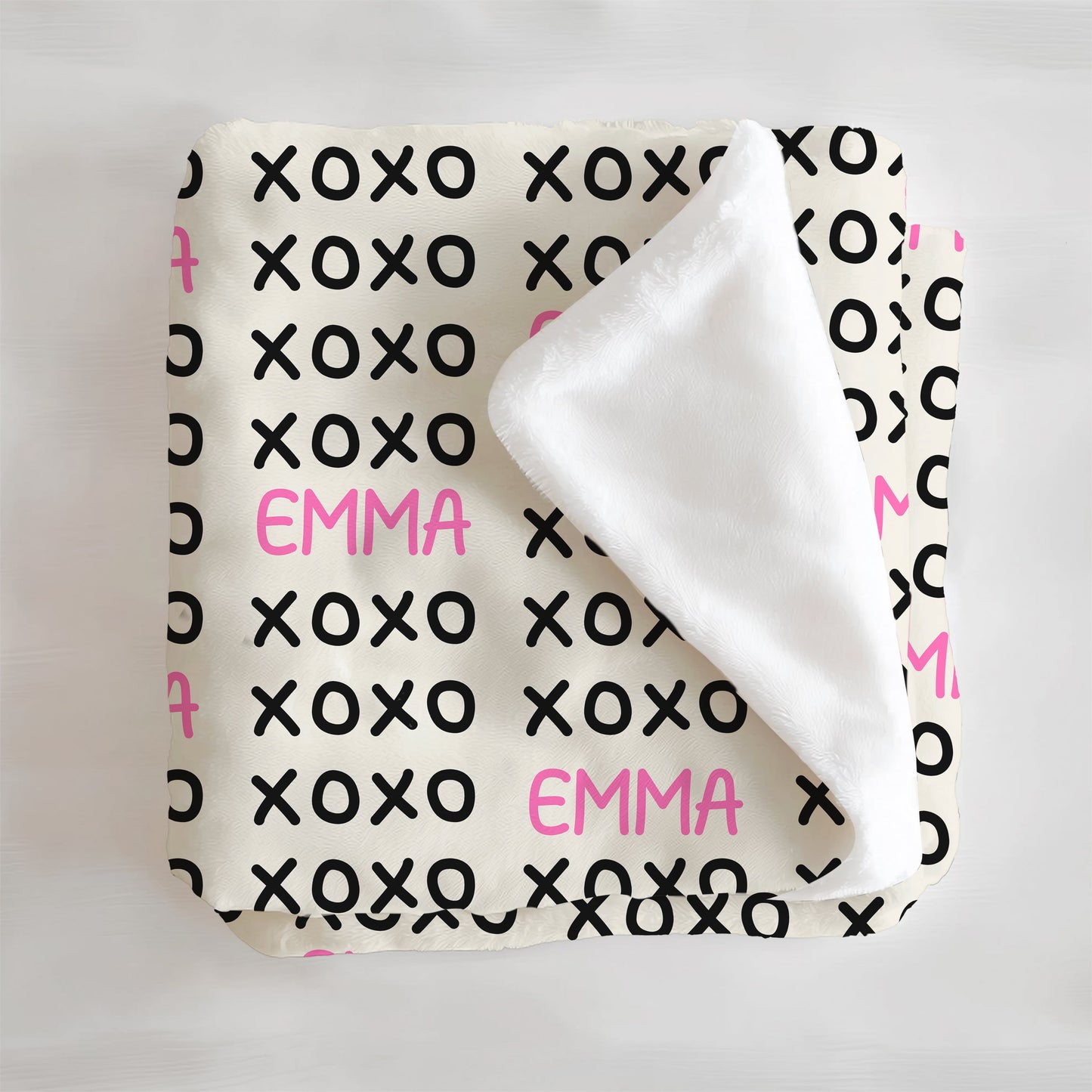 Girls Valentines XOXO Personalized Minky Blanket