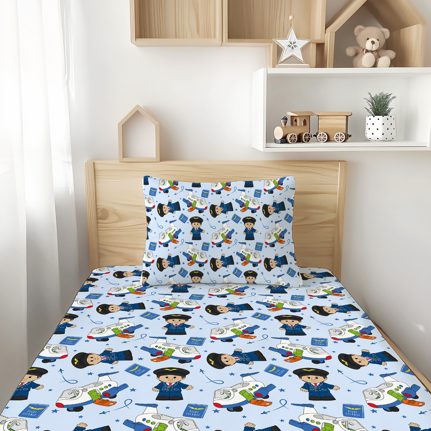 Pilot Tiny People Bamboo Twin Sheet & Pillowcase Set