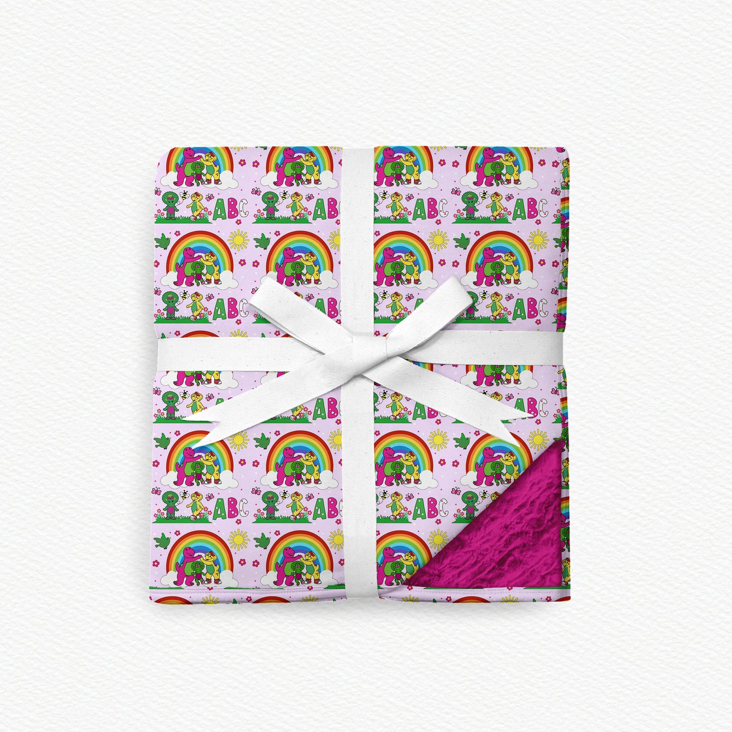 Barney & Butterflies Fur Backed 50x50 Bamboo Blanket