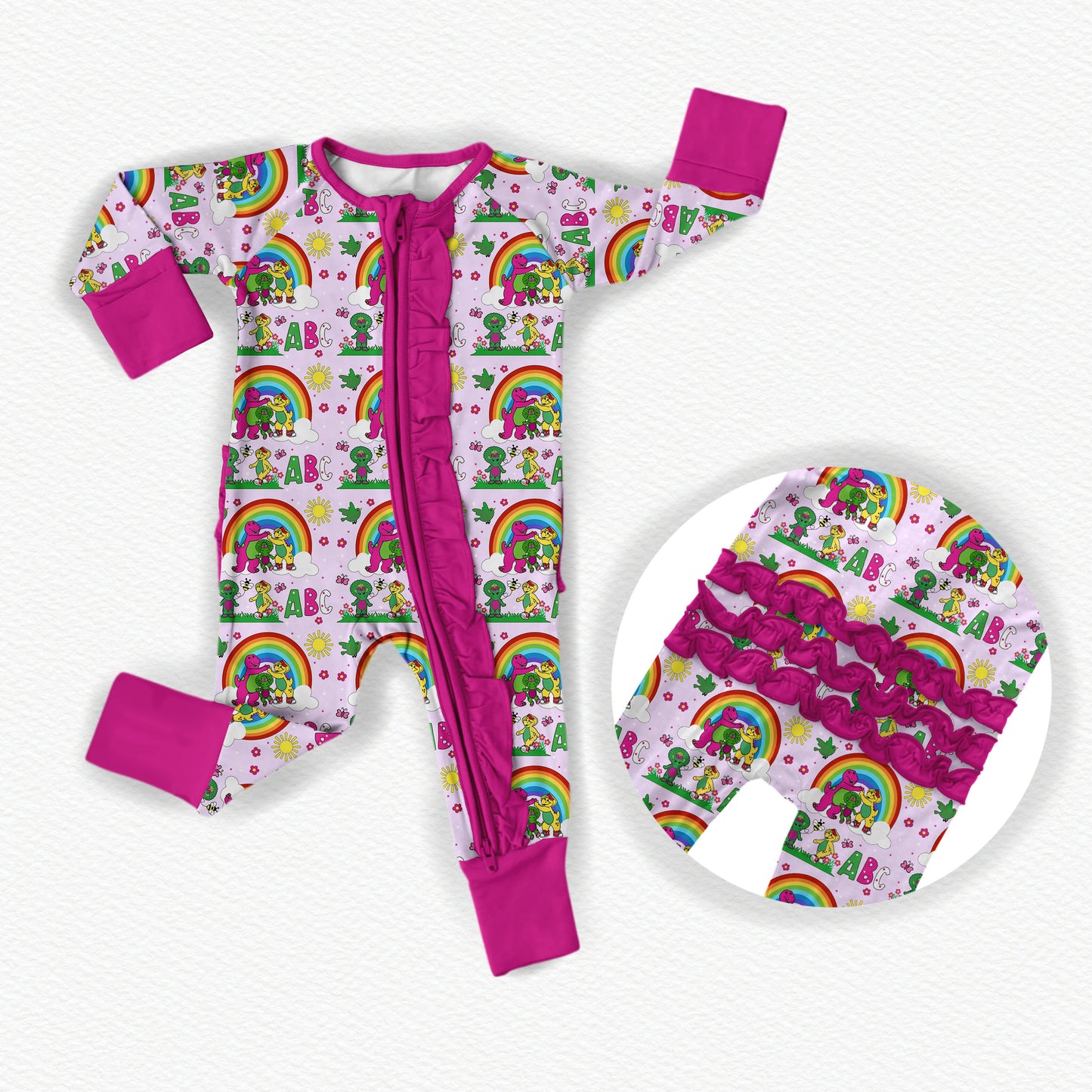 Barney & Butterflies Bamboo Ruffle Zippy Pajamas