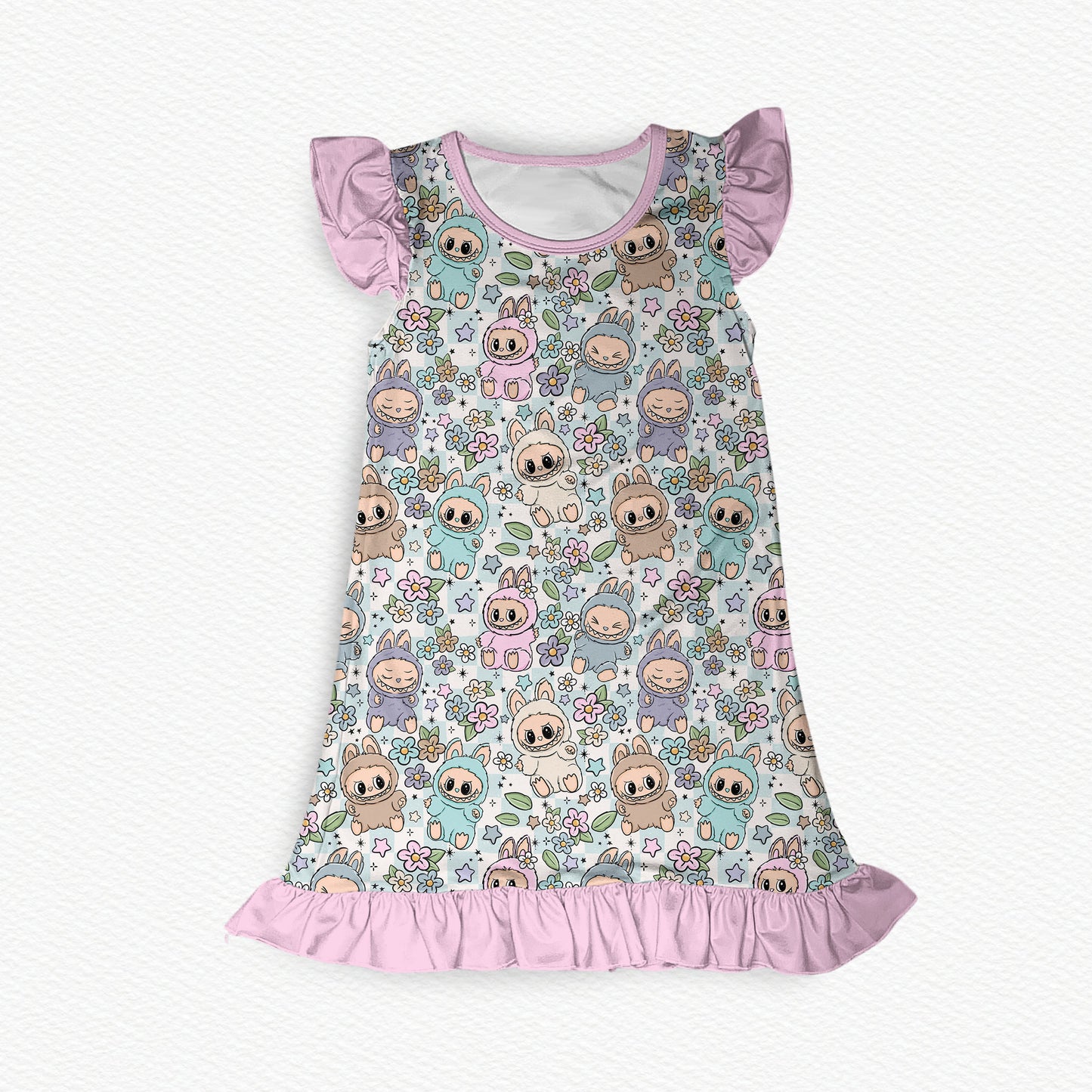 Lychee Berry Flutter Sleeve Bamboo Short Sleeve Nightgown