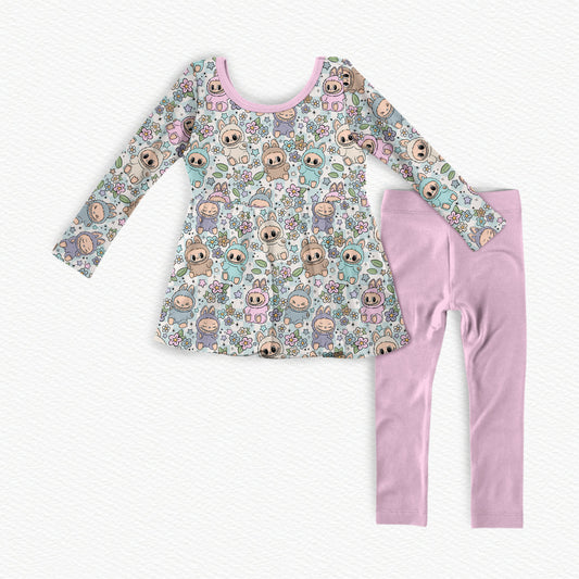 Lychee Berry Bamboo Long Sleeve Peplum & Leggings Set