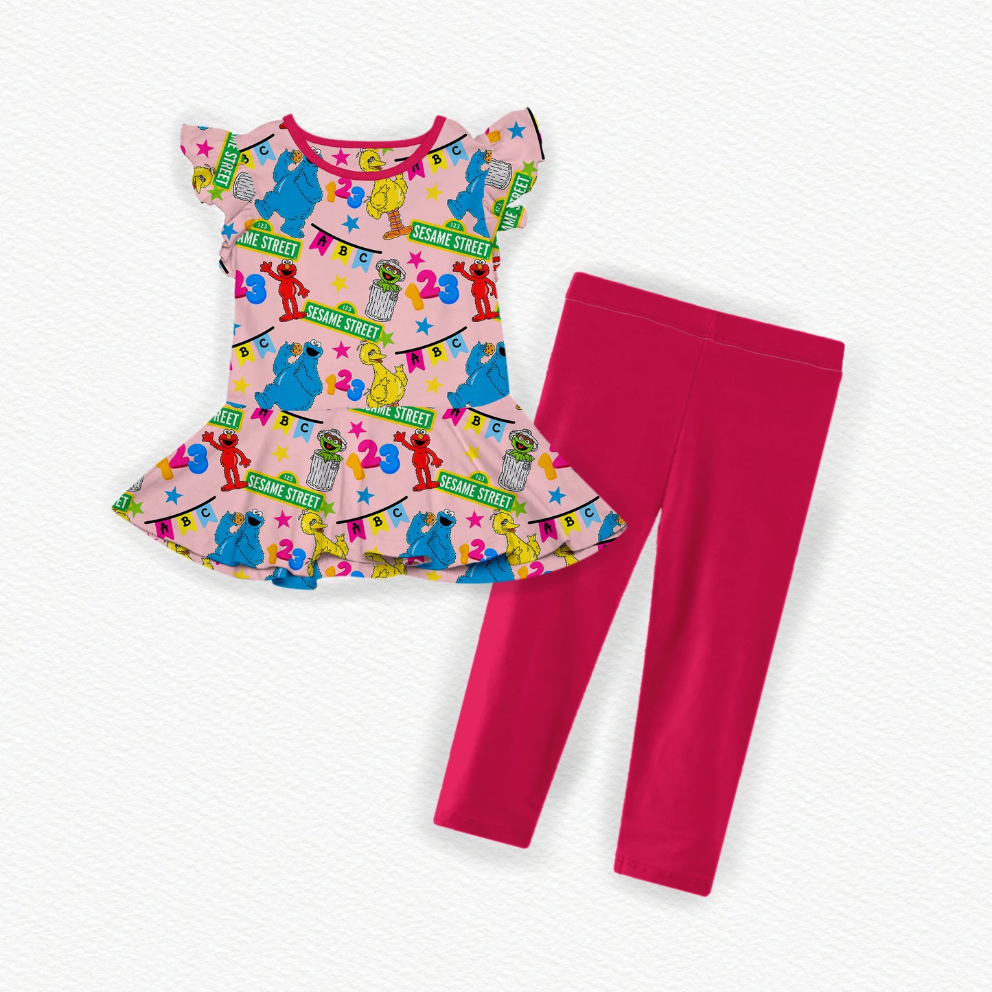 ABC Party PINK Bamboo Flutter Sleeve & Leggings Set