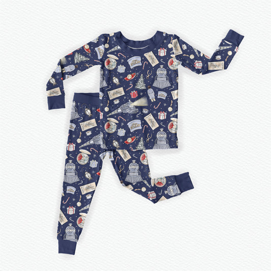 All Aboard! Bamboo Long Sleeve Two Piece Pajama Set
