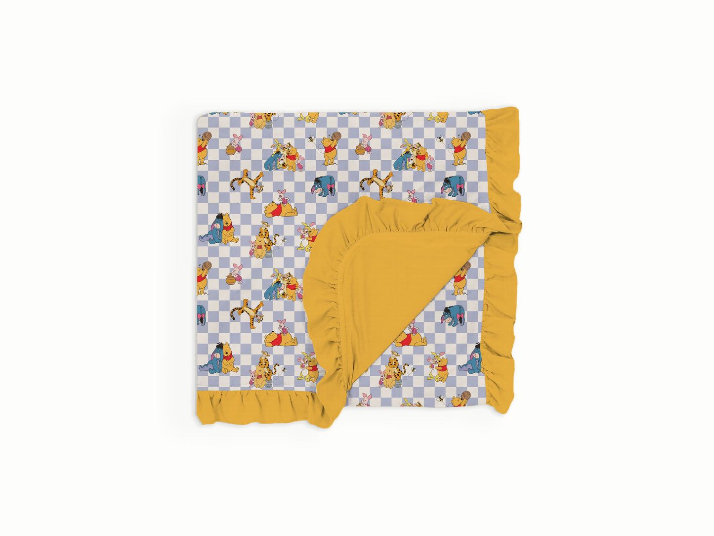 Pooh Checkers Bamboo Ruffle Blanket 60x80