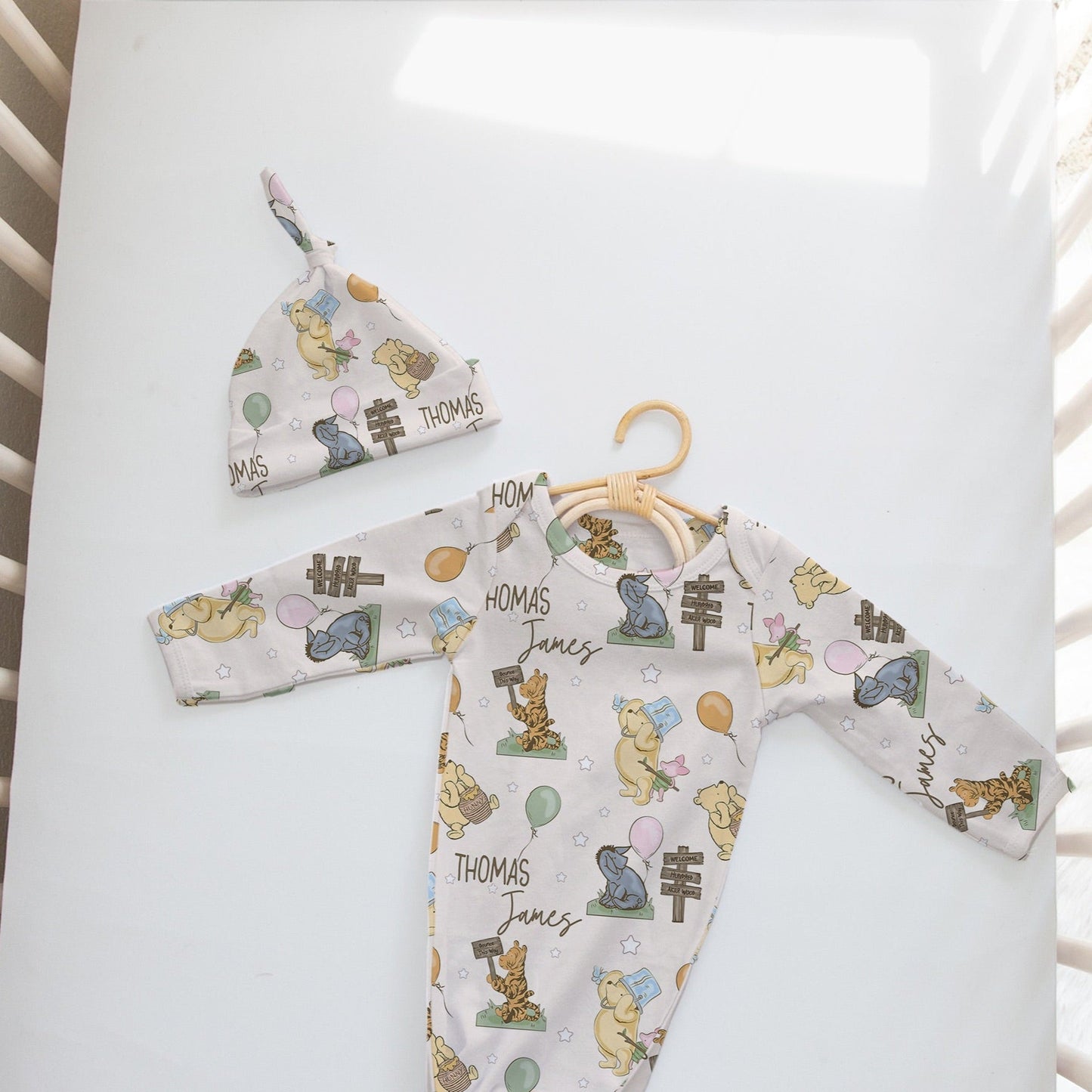 Winnie The Pooh Personalized Name Newborn Gown