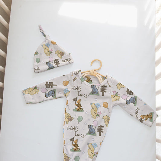 Winnie The Pooh Personalized Name Newborn Gown