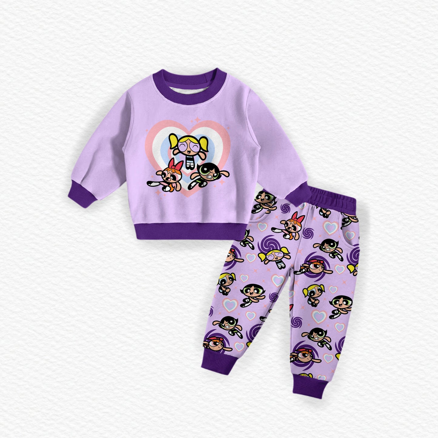 Powerpuff Girls Bamboo French Terry Crewneck & Joggers Set
