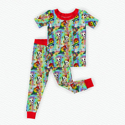 PRIDE Toki Bamboo Short Sleeve and Pants Two Piece Pajama Set