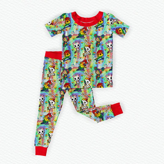PRIDE Toki Bamboo Short Sleeve and Pants Two Piece Pajama Set