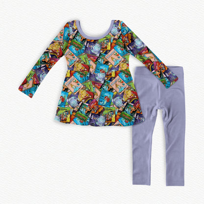 Little Golden Gal Bamboo Long Sleeve Peplum & Leggings