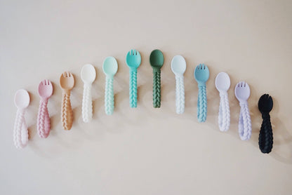 Amethyst + Purple Diamond Sweetie Spoons™ + Fork Set - Itzy Ritzy children's silicone utensils silverware