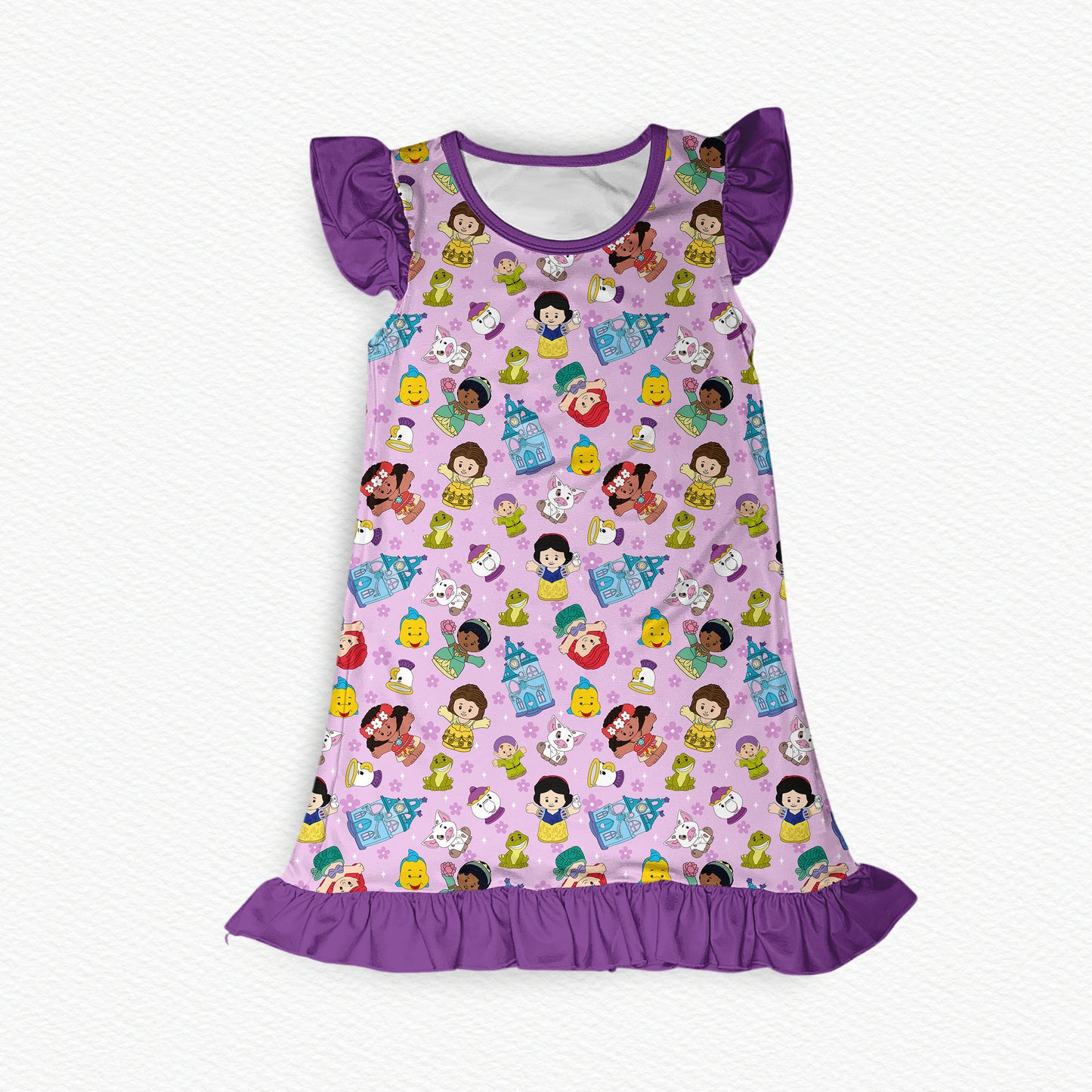 Purple Princess Tiny People Flutter Sleeve Bamboo Short Sleeve Nightgown