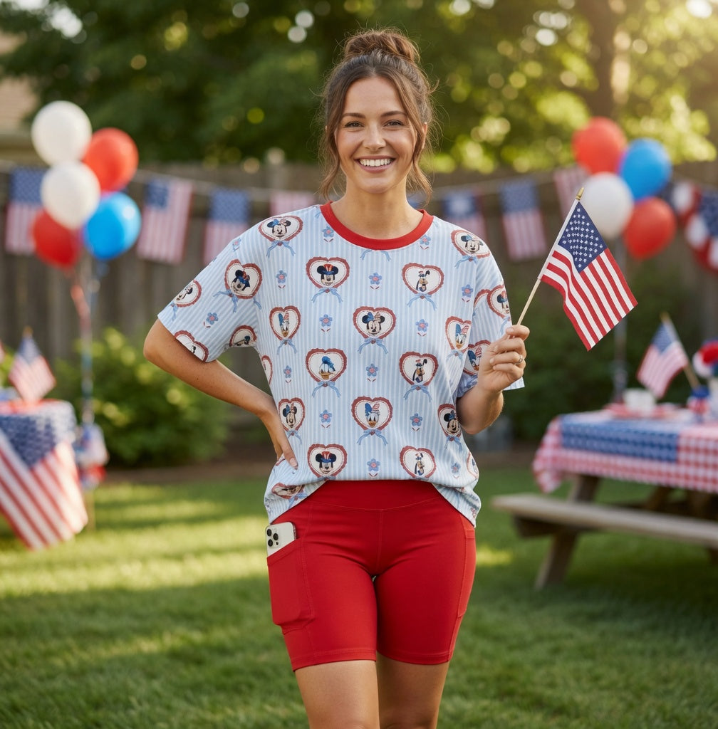 A Disney 4th Bamboo Adult Oversized Pocket Tee & Biker Shorts (with pockets!) Set