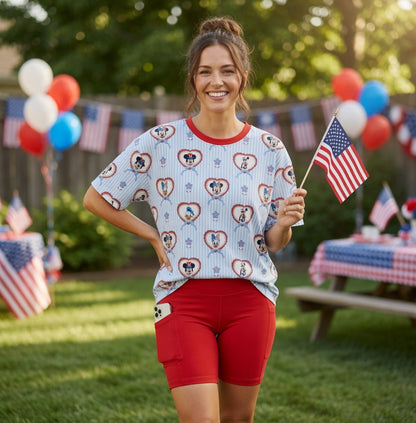 A Disney 4th Bamboo Adult Oversized Pocket Tee & Biker Shorts (with pockets!) Set