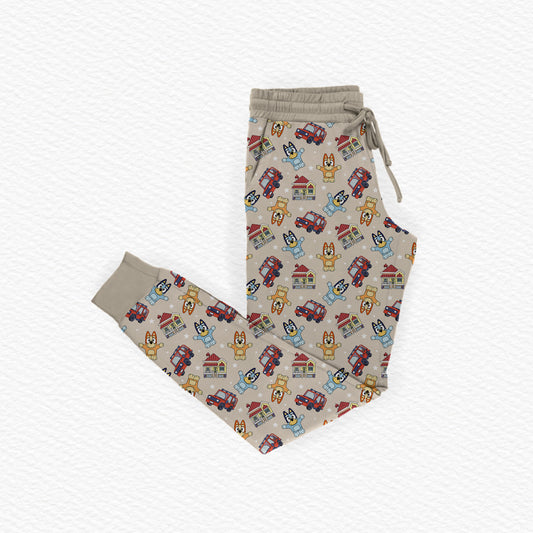 Blue Heelers Tiny People Bamboo Adult Jogger Style Pants
