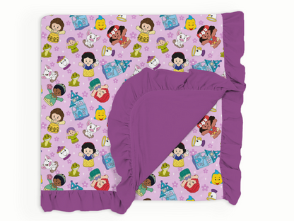 Purple Princess Tiny People 50X50 Ruffle Bamboo Blanket