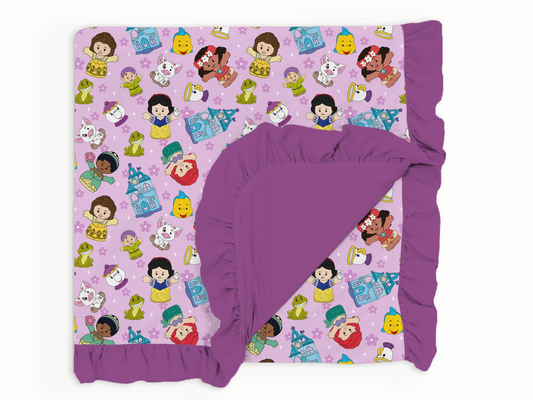 Purple Princess Tiny People 50X50 Ruffle Bamboo Blanket