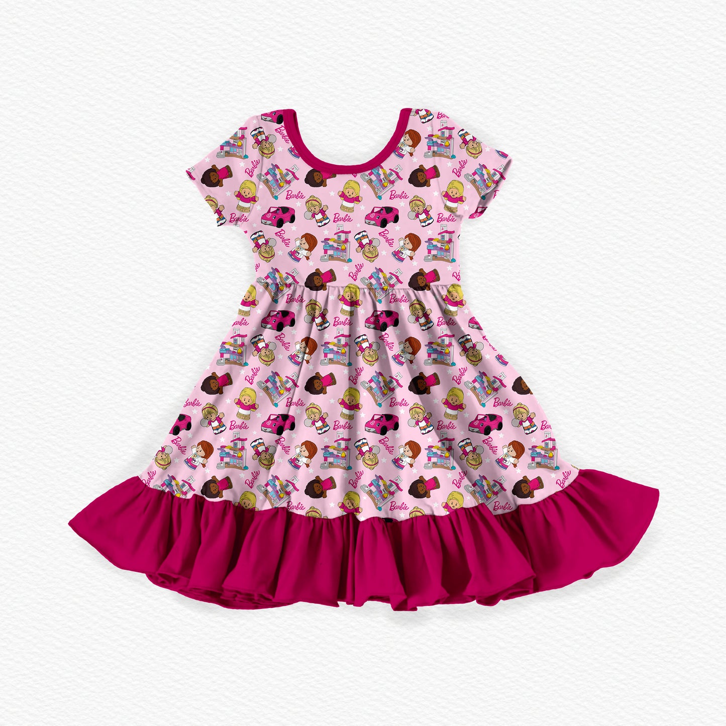 Malibu Tiny People Bamboo Short Sleeve Ruffle Dress