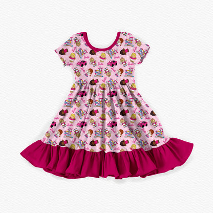 Malibu Tiny People Bamboo Short Sleeve Ruffle Dress