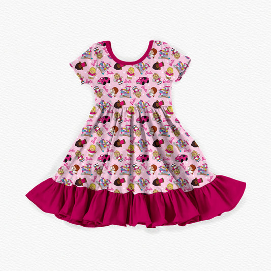 Malibu Tiny People Bamboo Short Sleeve Ruffle Dress