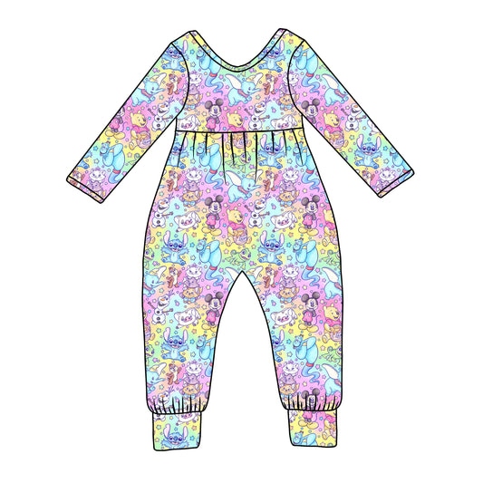Sidekick Symphony Watercolor Bamboo Long Sleeve Day Romper