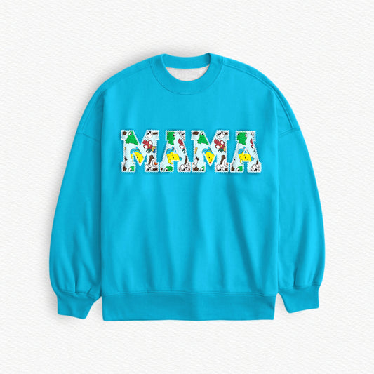 Sidekicks Tiny People MAMA Embroidered Lightweight Bamboo Spandex Adult Sweatshirt