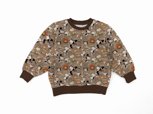 Snoopy's Thanksgiving Feast Bamboo Adult French Terry Crewneck