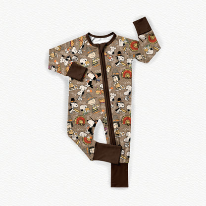 Snoopy's Thanksgiving Feast Bamboo Zippy Pajamas