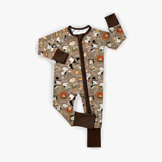 Snoopy's Thanksgiving Feast Bamboo Zippy Pajamas