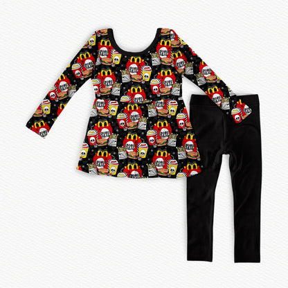Spooky Kid Bamboo Long Sleeve Peplum & Leggings Set