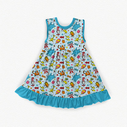 Land Of Seuss Bamboo Tank Ruffle Dress
