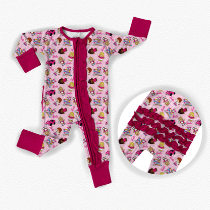 Malibu Tiny People Ruffle Bamboo Zippy Pajamas