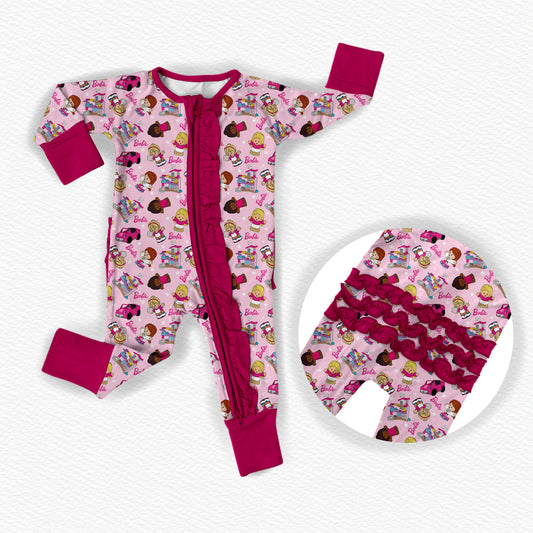 Malibu Tiny People Ruffle Bamboo Zippy Pajamas