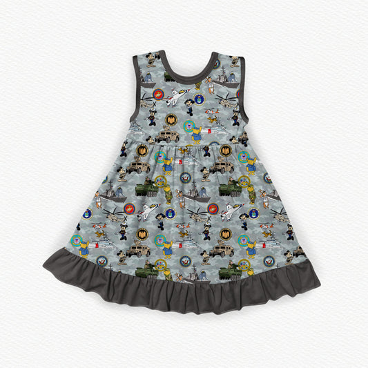 Military Family Bamboo Tank Ruffle Dress
