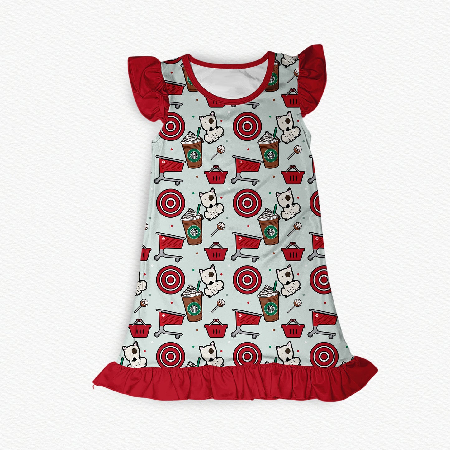 Carts & Coffee Flutter Sleeve Bamboo Short Sleeve Nightgown