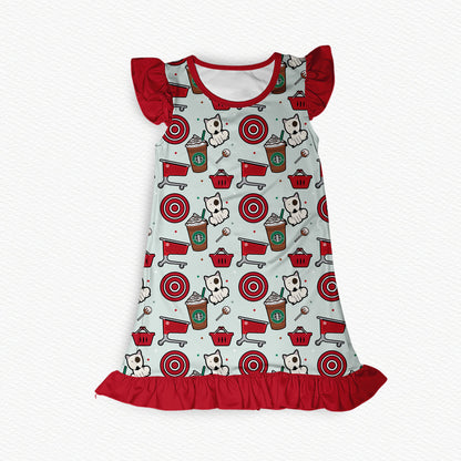 Carts & Coffee Flutter Sleeve Bamboo Short Sleeve Nightgown